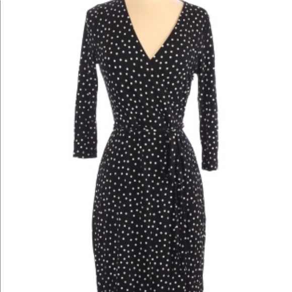 a new day Dresses & Skirts - A New Day Faux Wrap Dress Black With White Dots XS